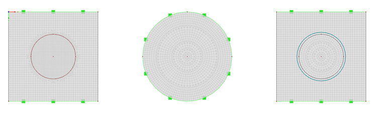 Mallado radial de la geometría de la base