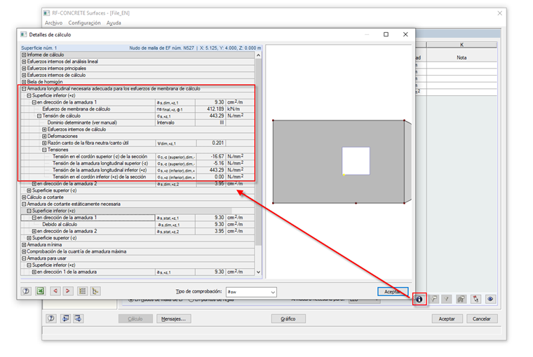 Visualización de los detalles el cálculo