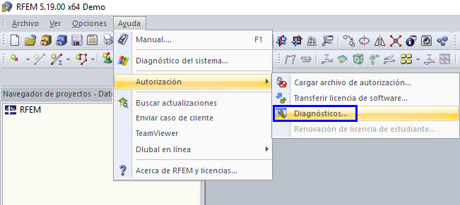 Creación del archivo de diagnóstico en el modo "Demo"