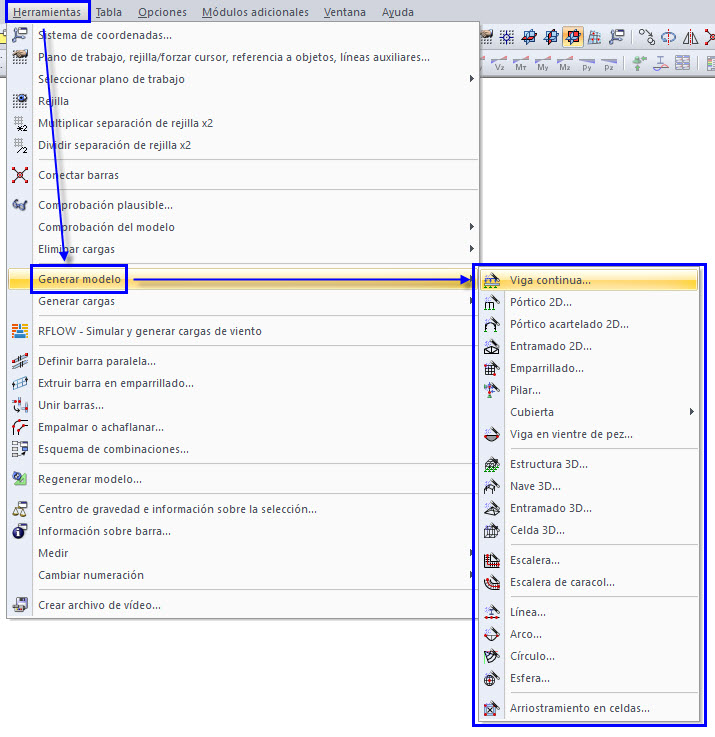 Generador de modelo en RSTAB