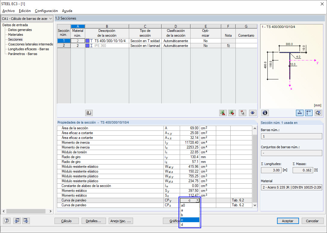 Ajuste de la curva de pandeo