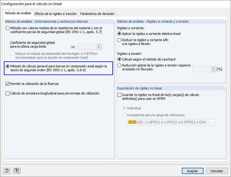 Allgemeines Bemessungsverfahren bei Stäben mit Druck nach Theorie II. Análisis