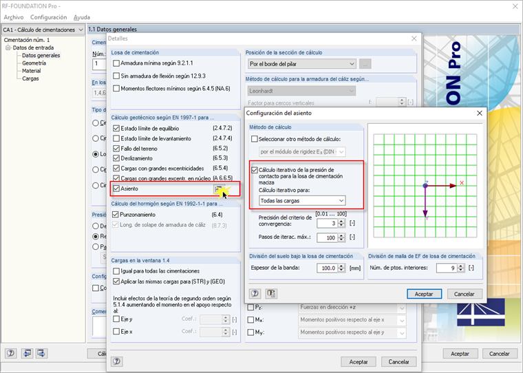 Configuración para el cálculo de la liquidación
