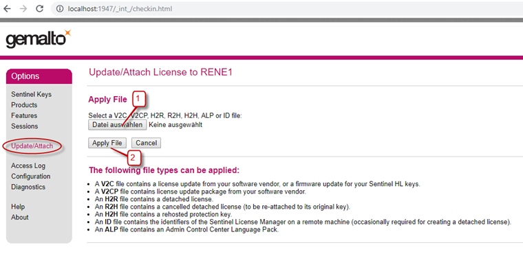 Carga del archivo V2C en el servidor