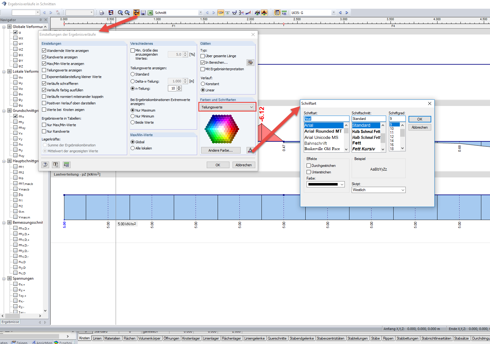Configuración para diagramas de resultados