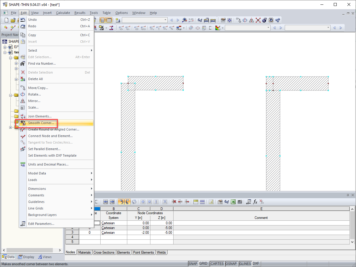 Esquina de suavizado
