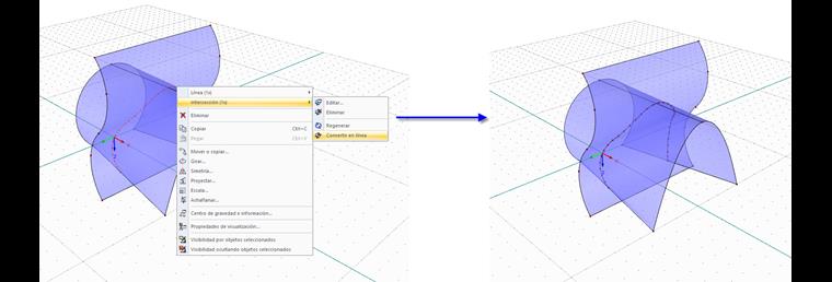 convertir intersección en línea