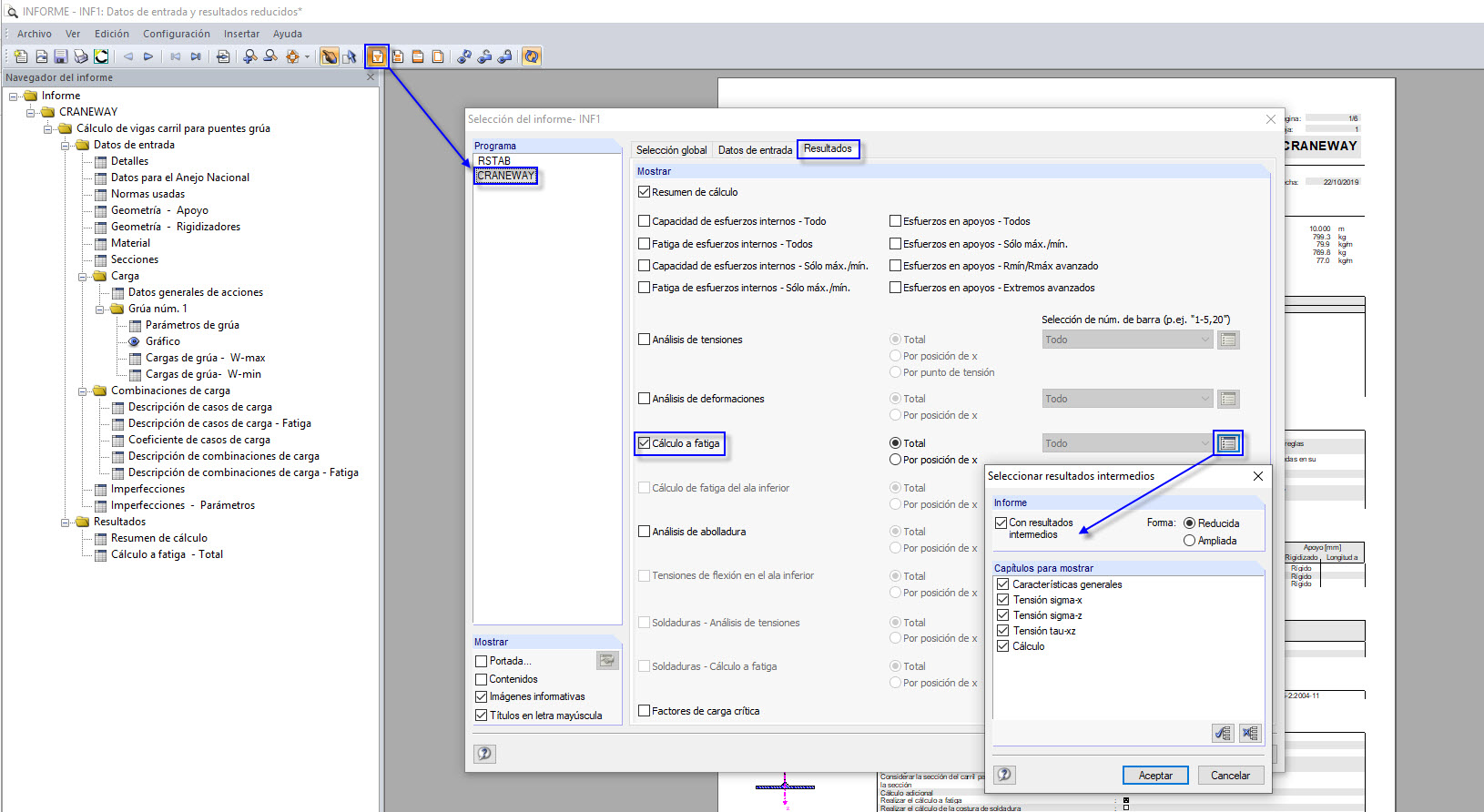 Configuración para mostrar resultados detallados en el informe