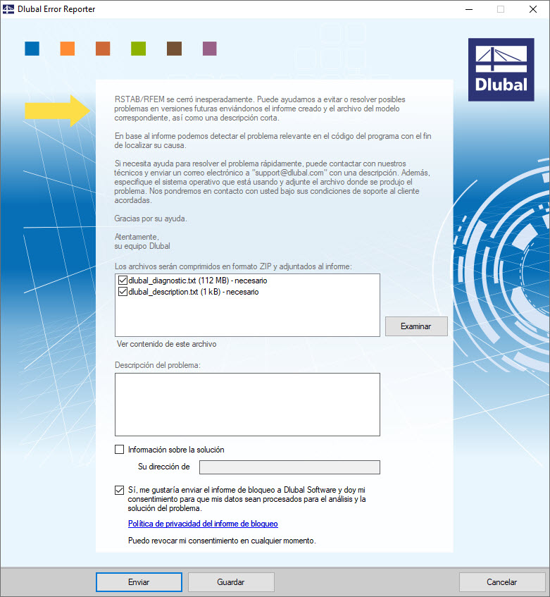 Informe de error de Dlubal