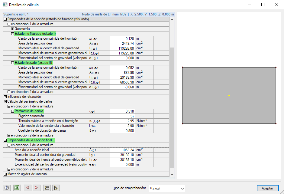 Dialog Berechnungsdetails