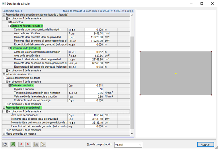 Dialog Berechnungsdetails