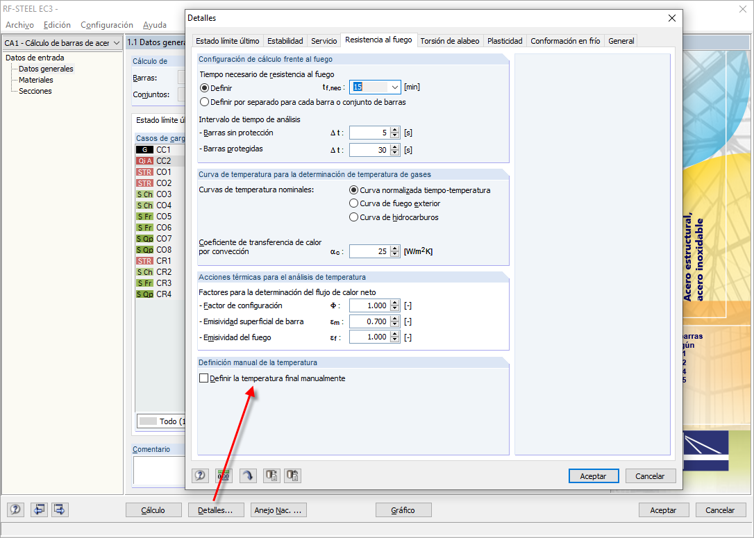 Introducción de la temperatura final