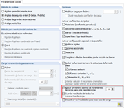 Cuadro de diálogo para los parámetros de cálculo de casos de carga y combinaciones de carga
