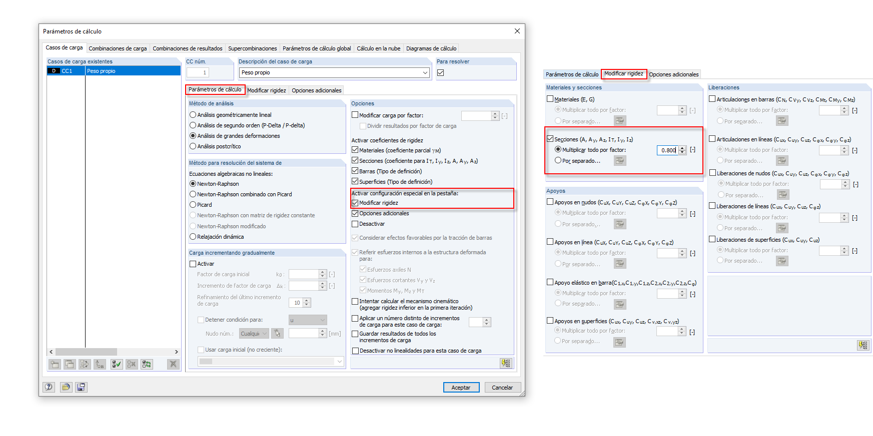 Dialog Berechnungsparameter
