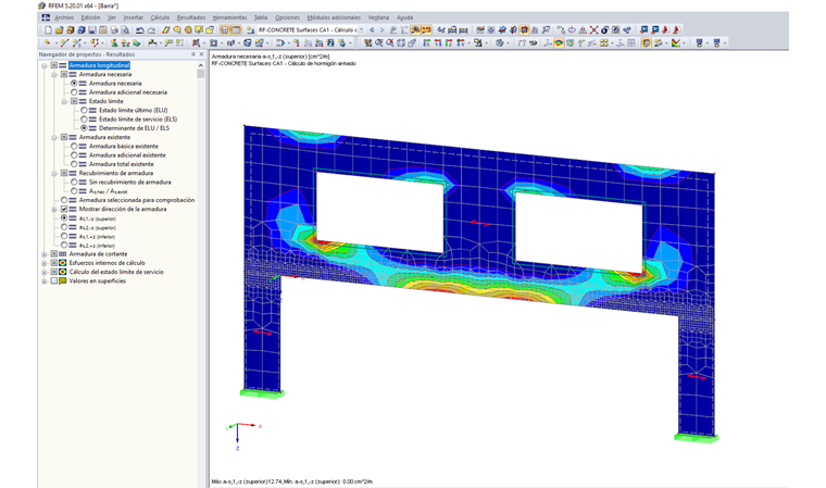 Armadura necesaria para viga profunda