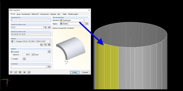 Propiedades de la superficie cuadrangular