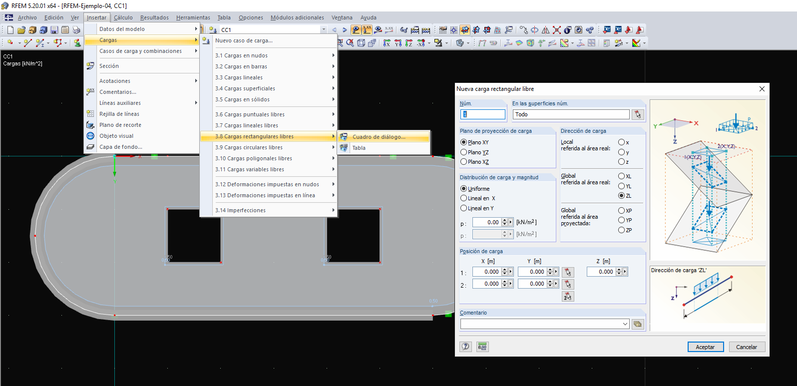 Nueva carga rectangular libre