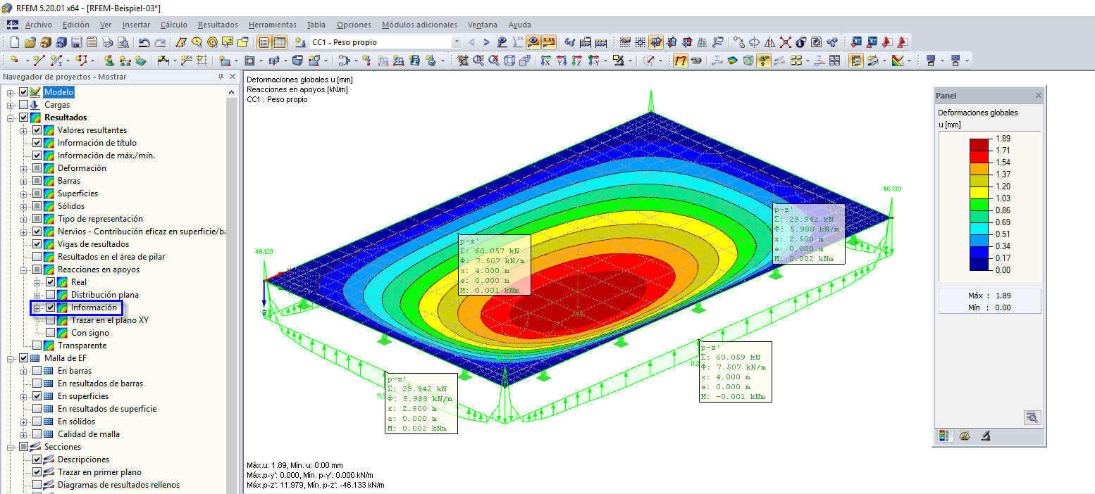 Reacción del soporte - Información