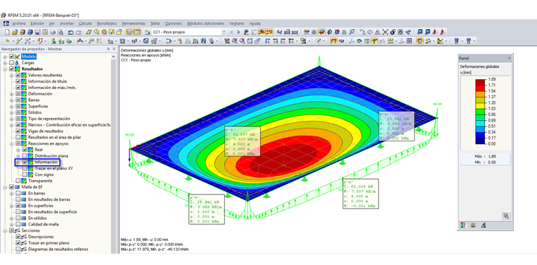 Reacción del soporte - Información