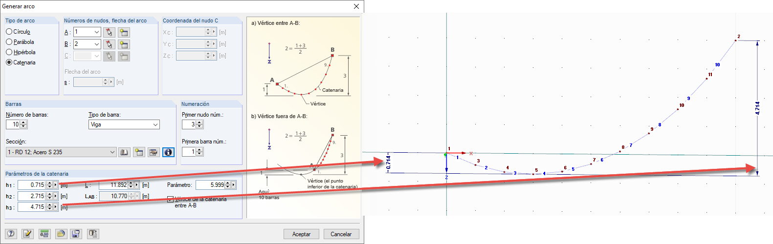 Generación de catenaria