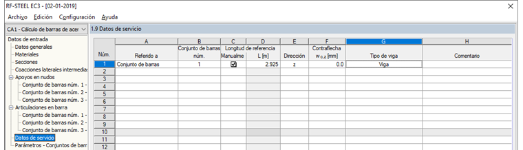 Configuración de los datos de servicio