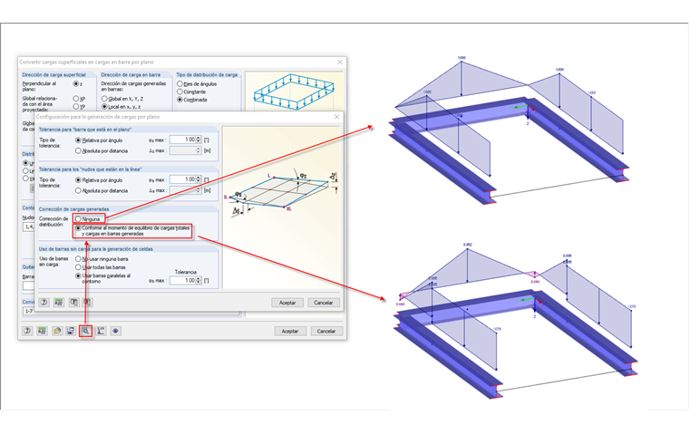 corrección de las cargas generadas