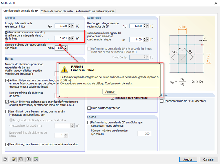 Mensaje de error con la configuración de la malla de EF