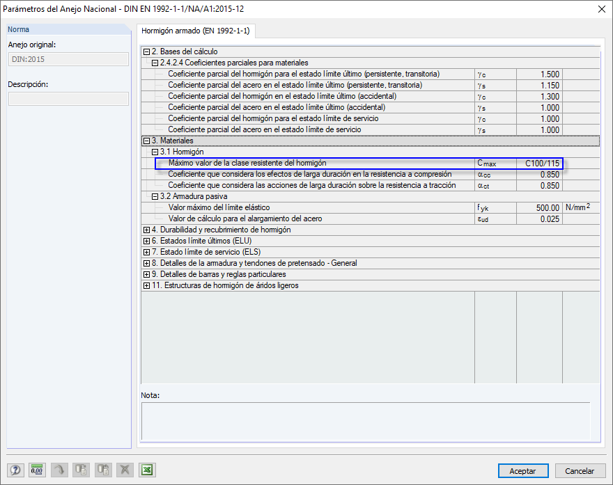Clase de resistencia máxima