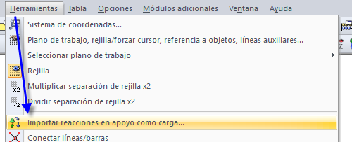 Transferir reacción en apoyo como carga