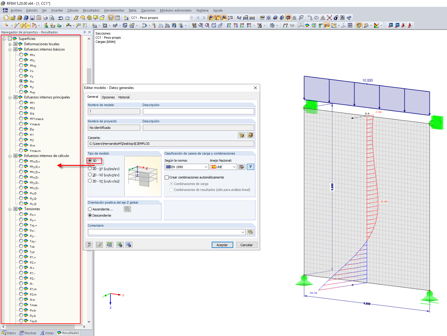 Resultados del sistema y de la superficie 3D