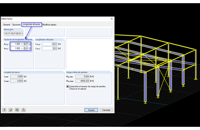 Restablecimiento de los factores de longitud eficaz a los valores predeterminados