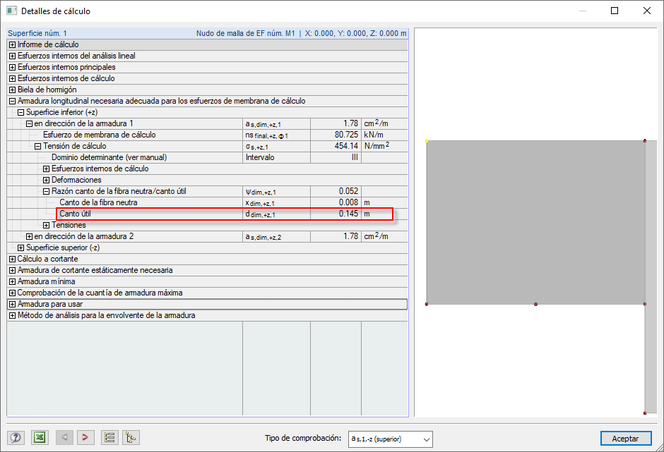 Profundidad eficaz referida al borde