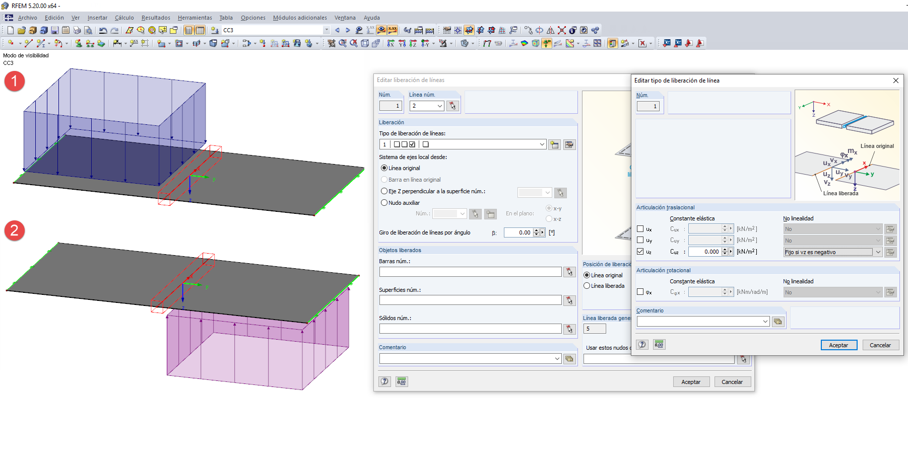 Ejemplo de liberación de línea