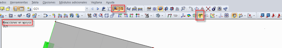 Visualización de reacciones de soporte