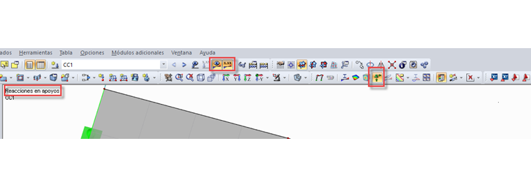 Visualización de reacciones de soporte