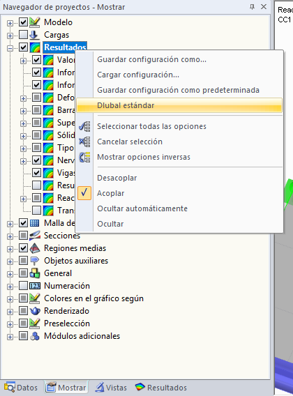 Visualización predeterminada