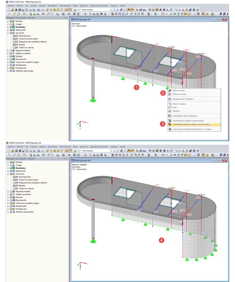 Ocultar descripciones individuales de secciones