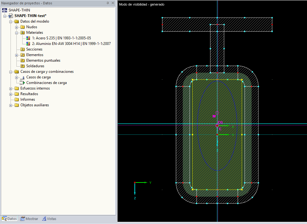 Sección multimaterial