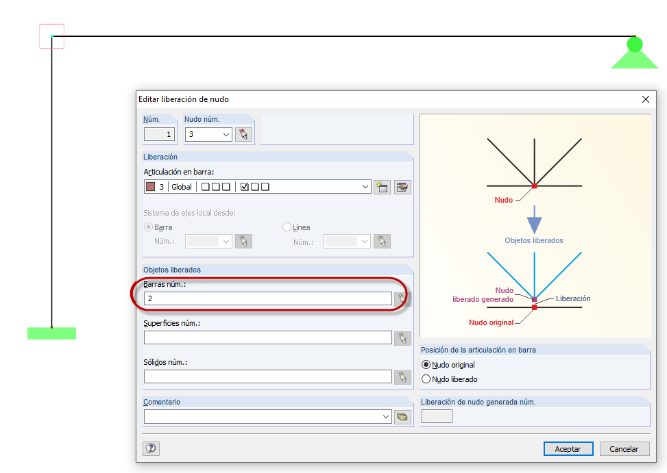 Cuadro de diálogo ' Liberación de nudo '