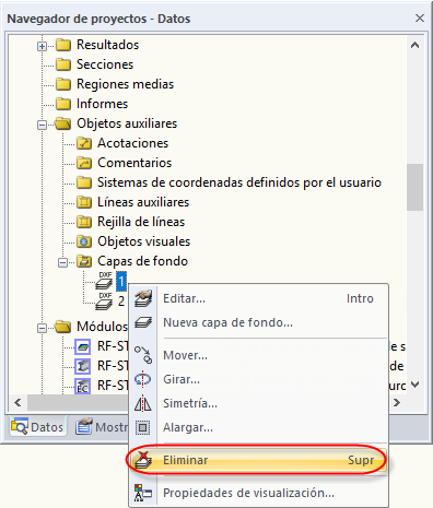 Eliminar capas de fondo mediante el navegador de datos