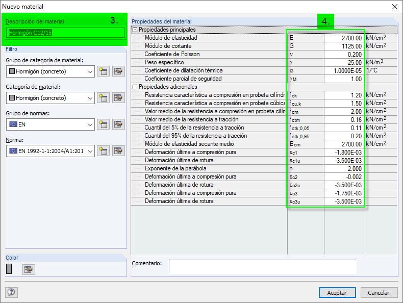 Definir los parámetros