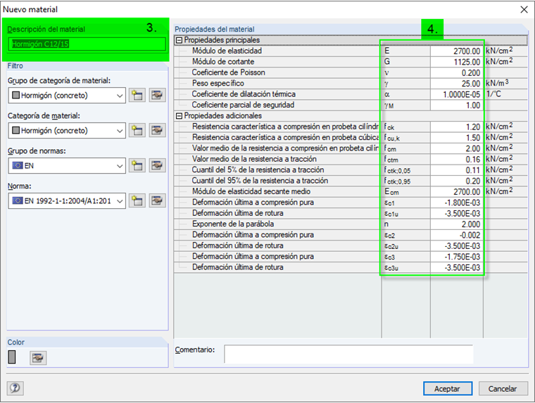 Definir los parámetros