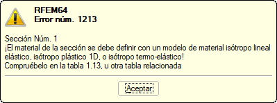 Asignación incorrecta de material no lineal