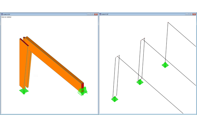 Opciones de modelado y sección rectangular doble