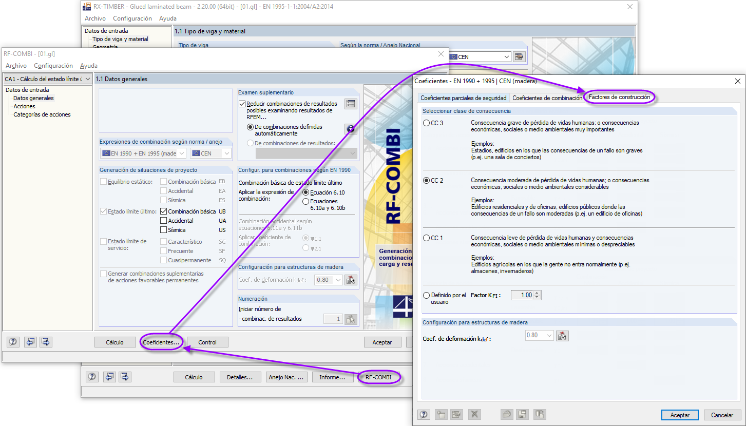 Selección de la clase de consecuencias en RX-TIMBER