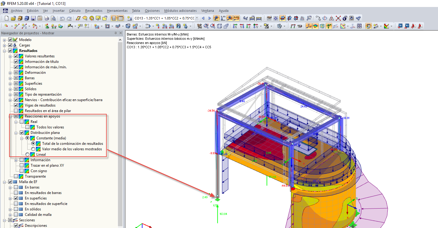 Reacciones en apoyo constantes