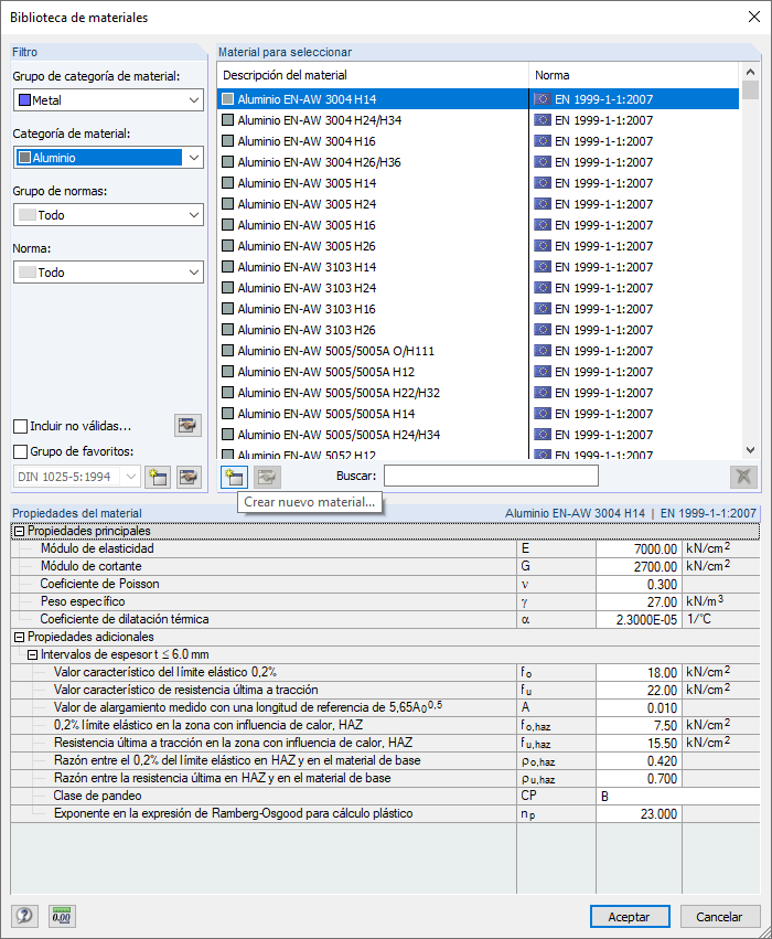 Creación de un nuevo material basado en el material existente