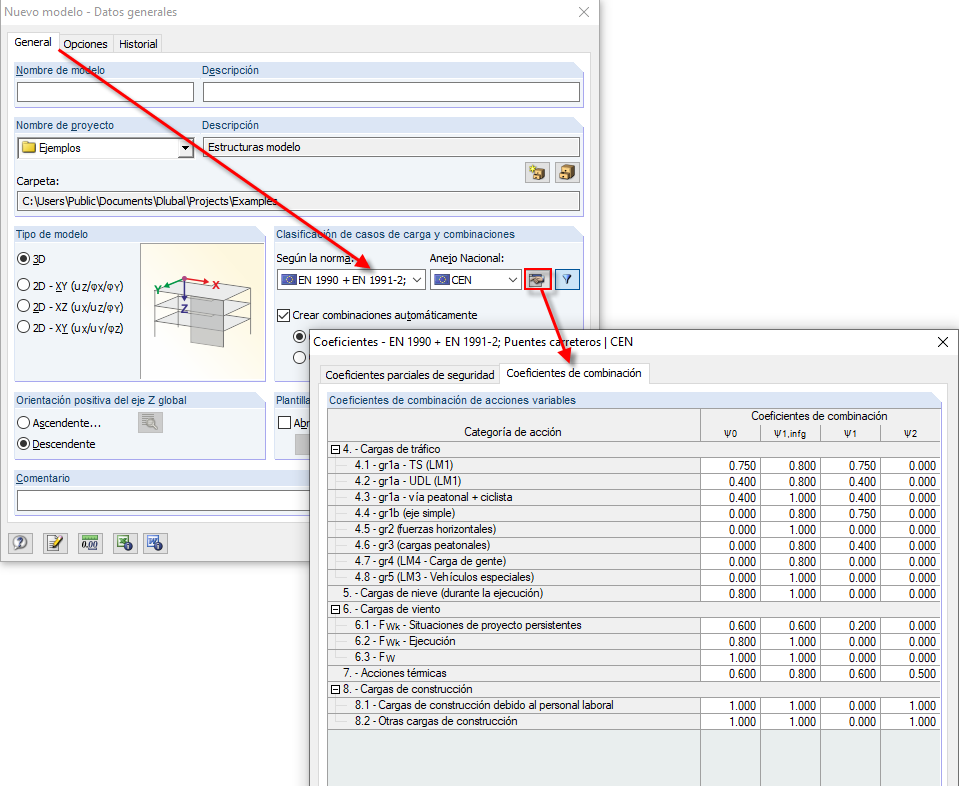Coeficientes de combinación de puentes de carretera