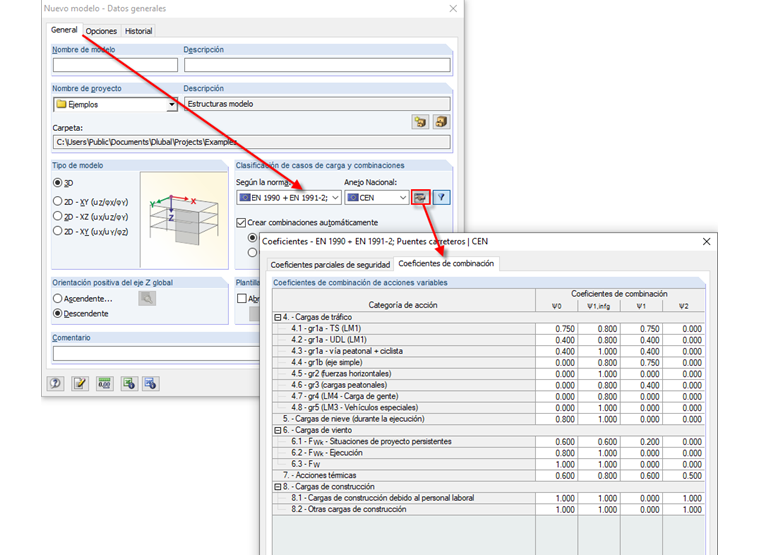 Coeficientes de combinación de puentes de carretera