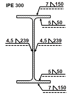 Conexión de viga rígida a flexión con soldaduras en ángulo